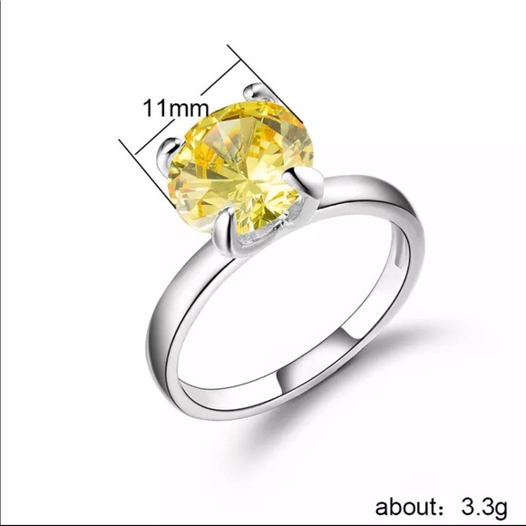 New Women’s 925 Silver Citrine Round Cut Ring - Picture 3 of 3